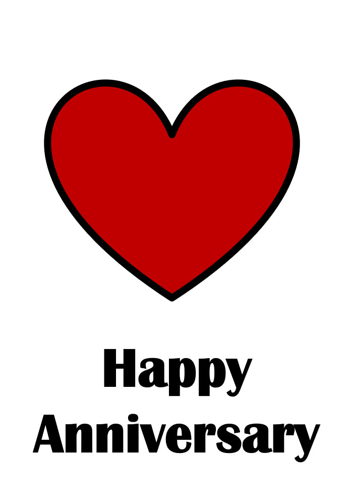 Simple Heart Happy Anniversary - Minimalistic Themed A5 Anniversary Card
