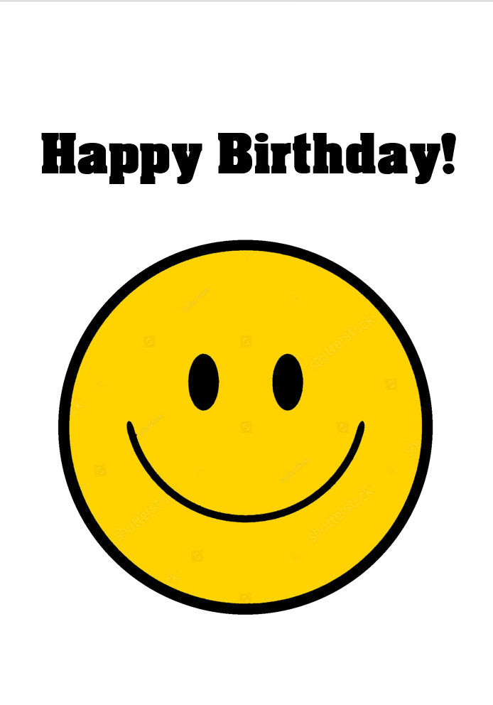 Happy Birthday - Yellow Happy Smiley Face Themed Fun A5 Birthday Card