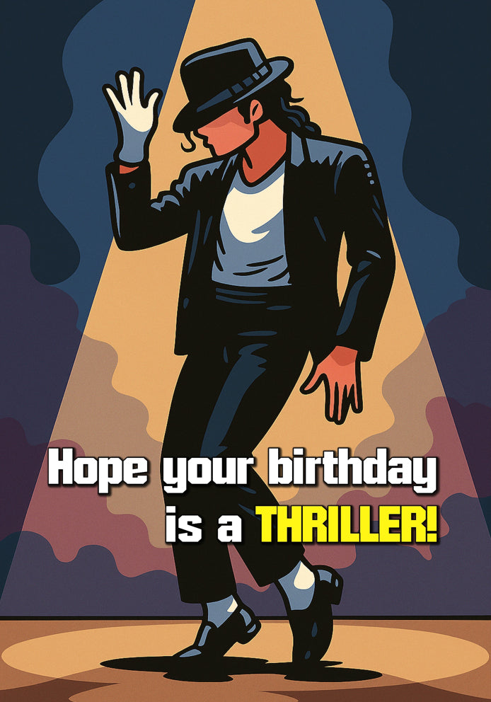 Birthday Thriller - Michael Jackson Cartoon Pop Music Themed A5 Birthday Card