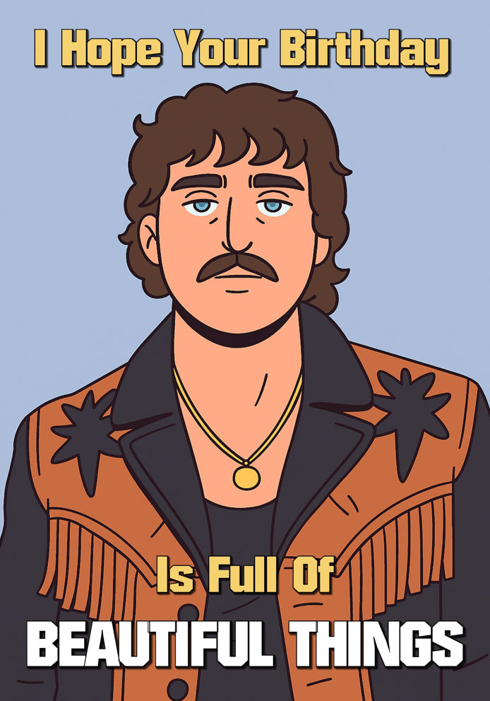 Beautiful Things Birthday - Benson Boone Cartoon Pop Music Themed A5 Birthday Card