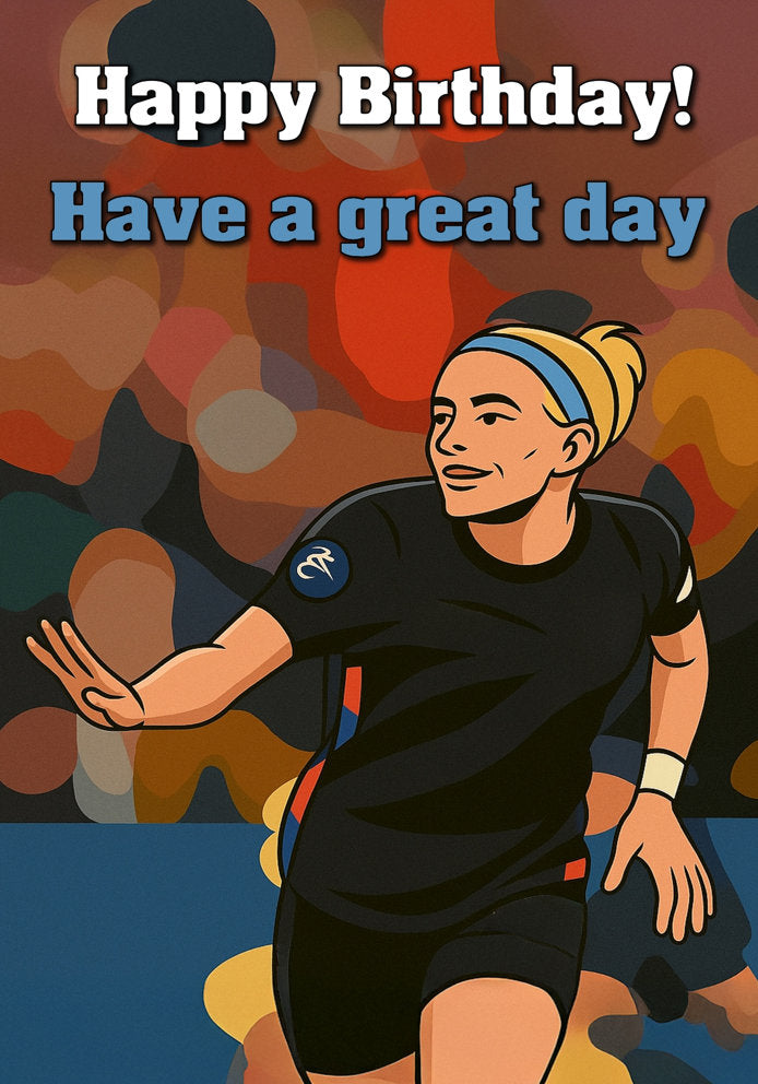 "The Champion Lioness!" - Chloe Kelly Cartoon Football Themed A5 Birthday Card