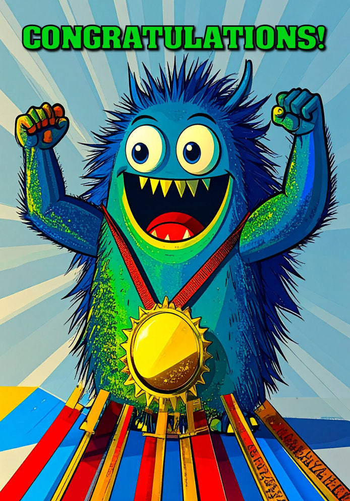 Congratulations - Cartoon Monster Themed A5 Congratulations Card