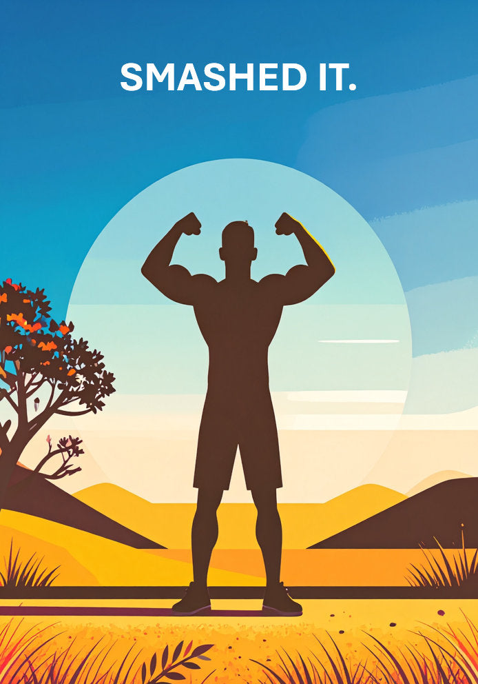 Smashed It - Cartoon Flex Themed A5 Congratulations Card For Him