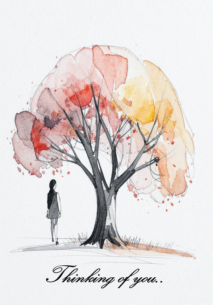 Thinking of You - Tree Design Arty/Artistic Elegant A5 Card