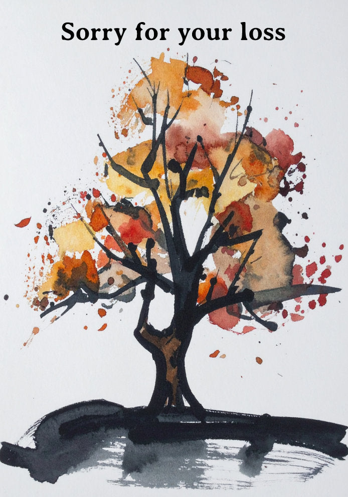 Sorry For Your Loss - Tree Design Arty/Artistic Elegant A5 Card