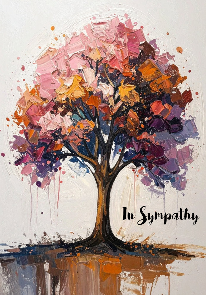 In Sympathy - Tree Design Arty/Artistic Elegant A5 Card