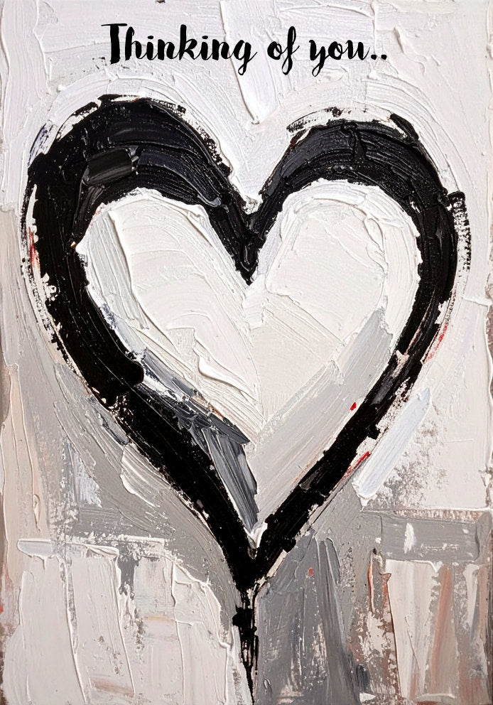 Thinking of You - Heart Design Elegant Black and White Mono A5 Card