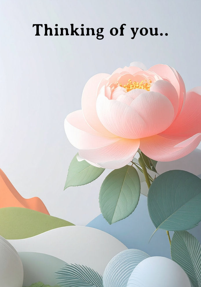 Thinking of You - Flower Design Elegant Minimalist A5 Card
