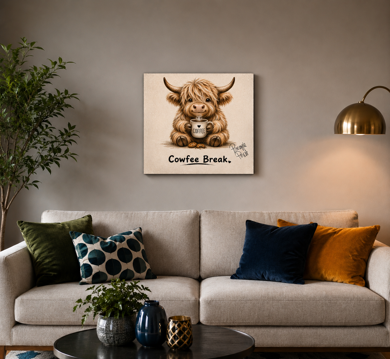 "Cowfee Break" - Square Canvas Print (Various Sizes Available)