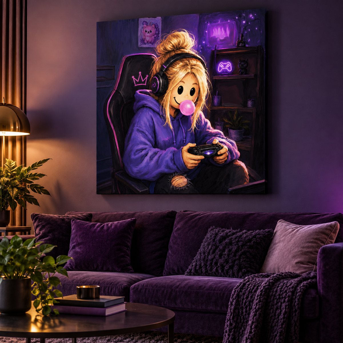 "Daisy Deene: Gamer Girl" - Square Canvas Print (Various Sizes Available)