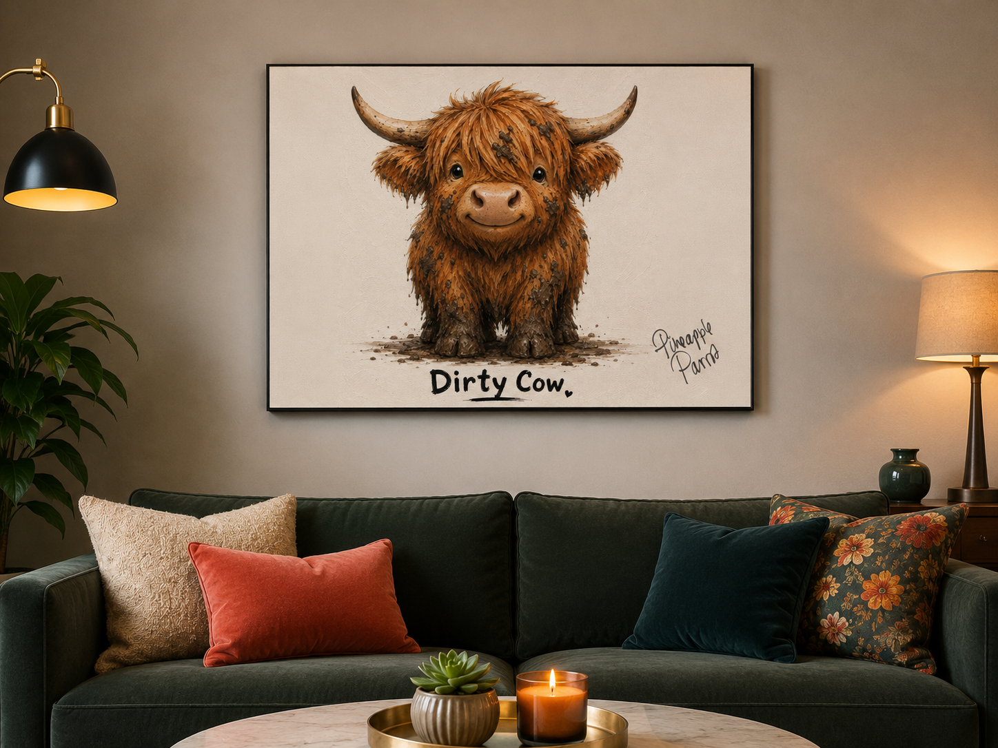 "Dirty Cow" - Landscape Canvas Print (Various Sizes Available)