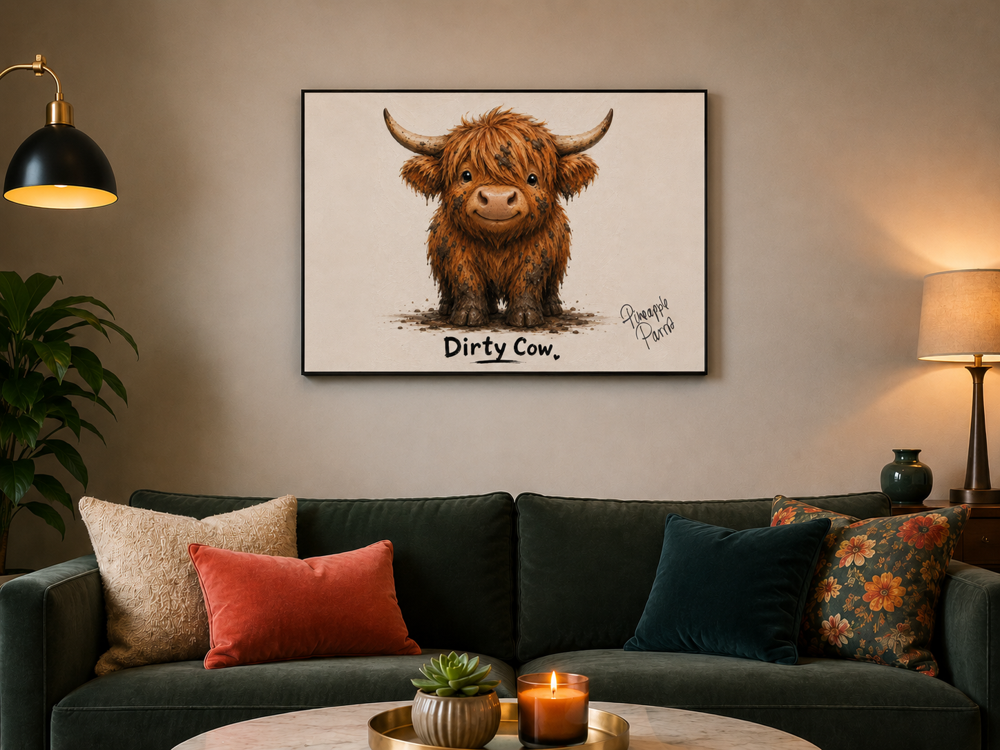 "Dirty Cow" - Landscape Canvas Print (Various Sizes Available)