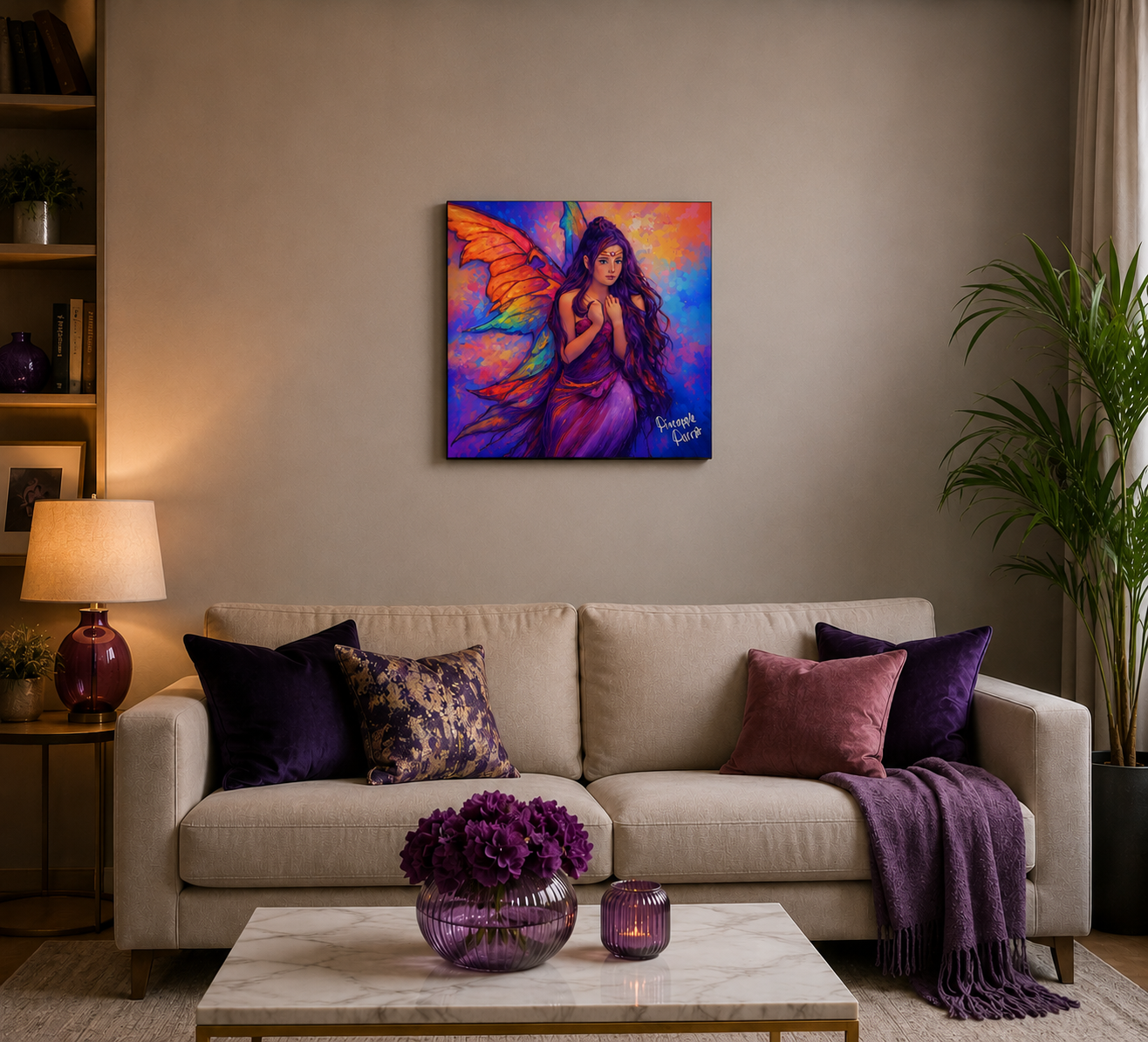 "Fairies Live Among Us - Anatola" - Square Canvas Print (Various Sizes Available)