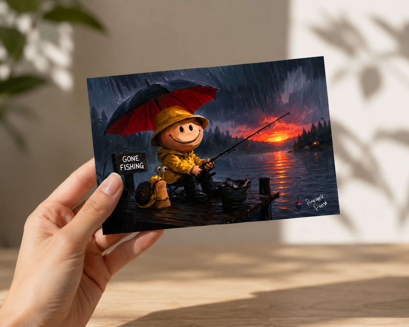 "Gone Fishing" - Postcard-Style Print (A6 and A5)