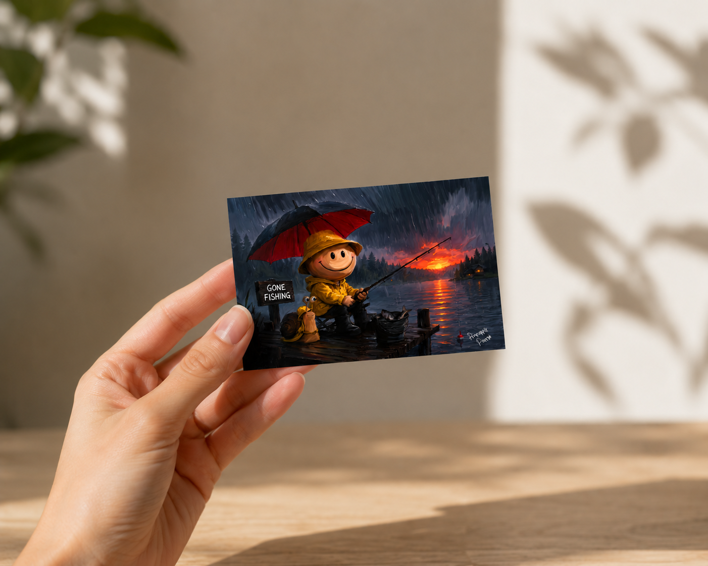 "Gone Fishing" - Postcard-Style Print (A6 and A5)