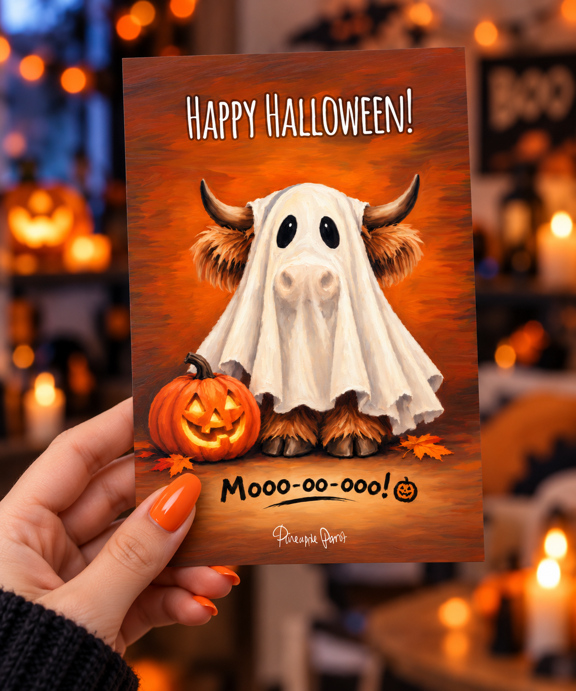 "Highland Cows: Halloween Moo-oo-ooo!" - Postcard-Style Print (A6 and A5)