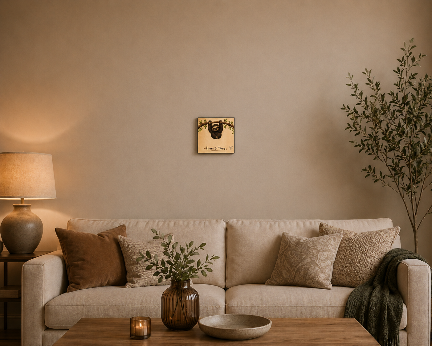 "Hang In There" - Square Canvas Print (Various Sizes Available)
