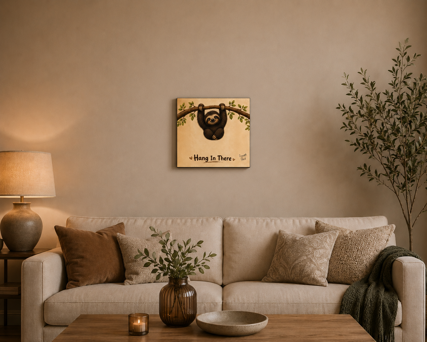 "Hang In There" - Square Canvas Print (Various Sizes Available)
