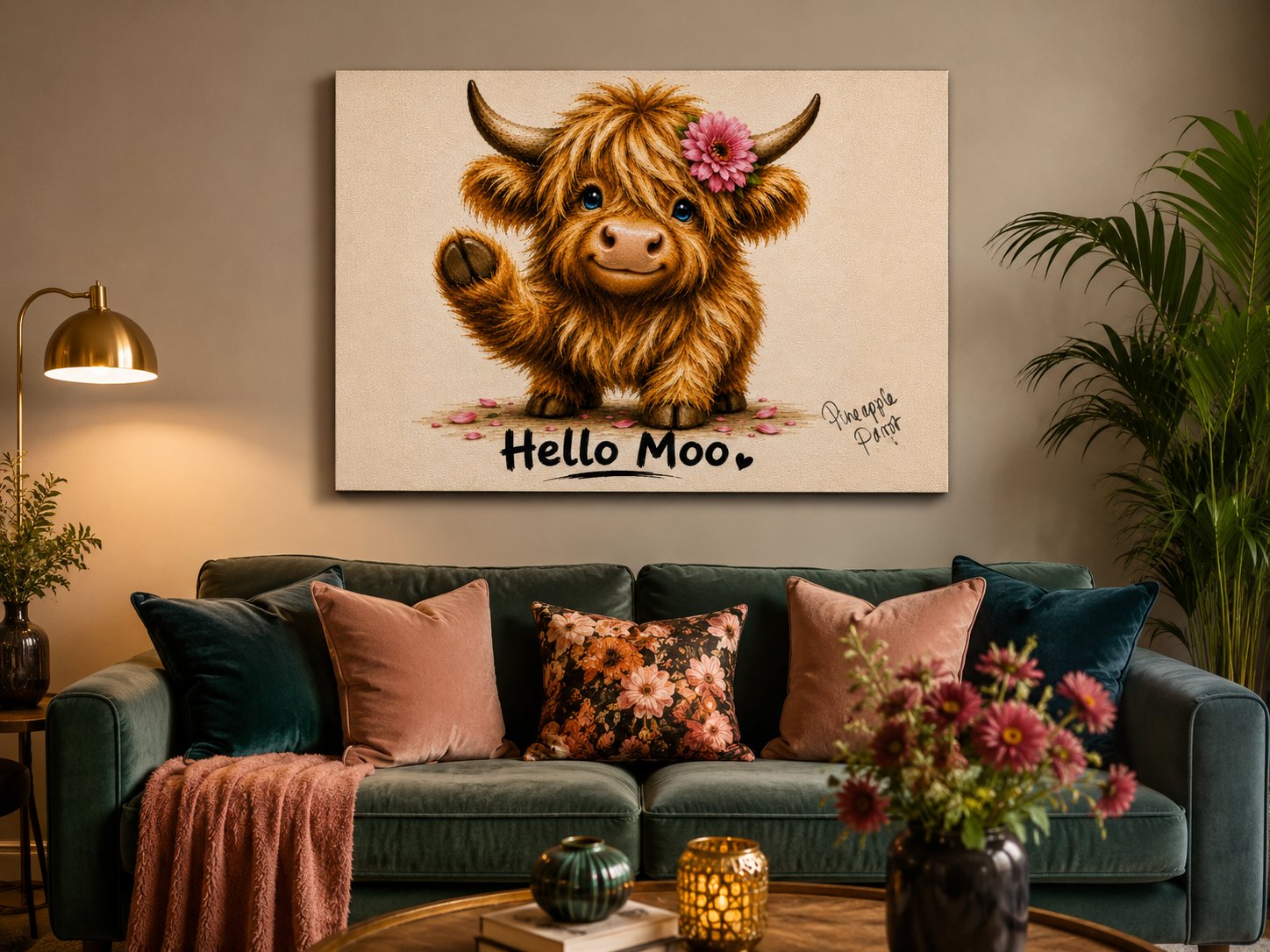 "Hello Moo" - Landscape Canvas Print (Various Sizes Available)