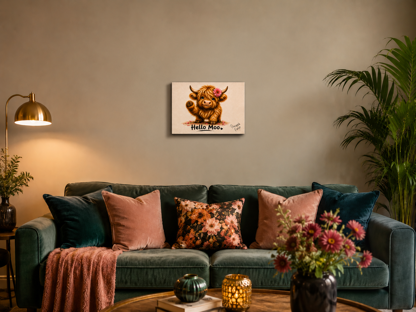 "Hello Moo" - Landscape Canvas Print (Various Sizes Available)