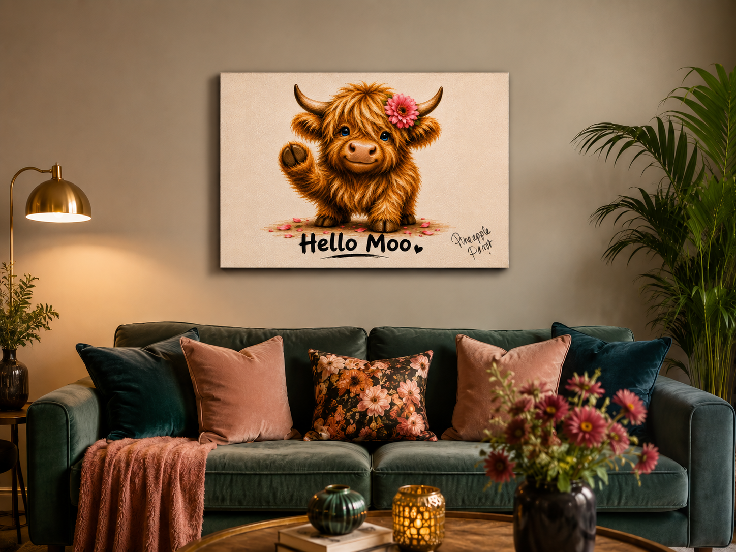 "Hello Moo" - Landscape Canvas Print (Various Sizes Available)
