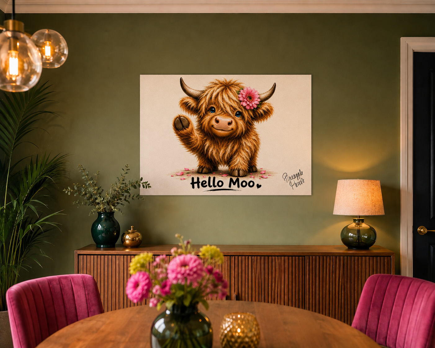 "Hello Moo" - Poster Print (Various Sizes Available)