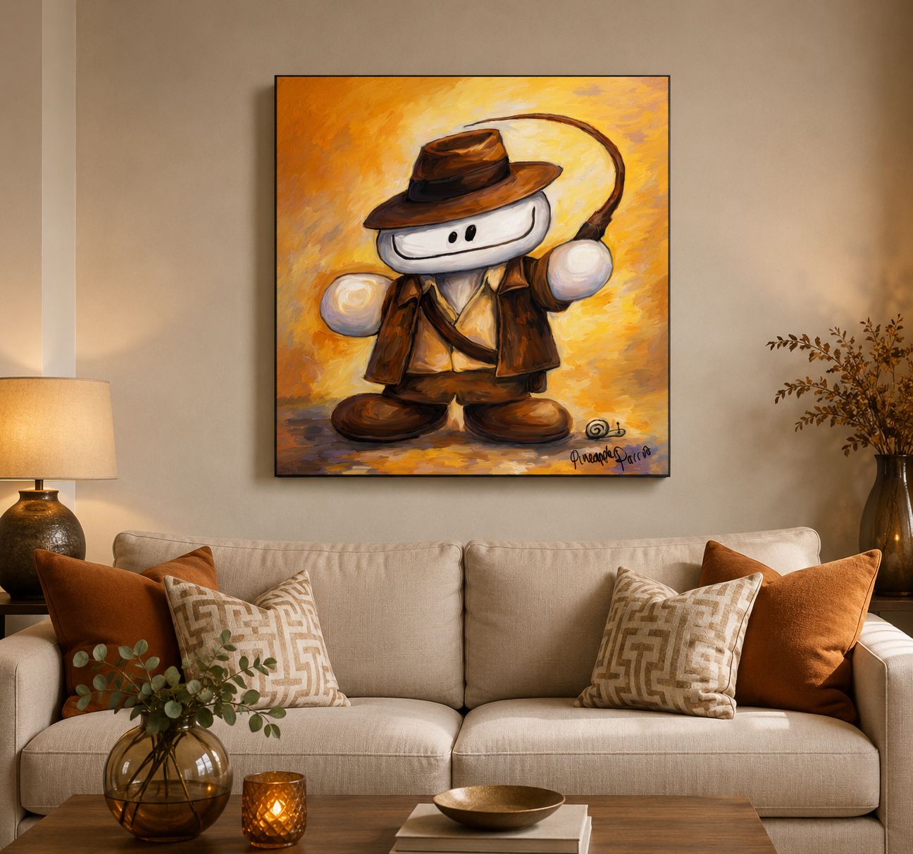 "Indiana Stevo" - Square Canvas Print (Various Sizes Available)