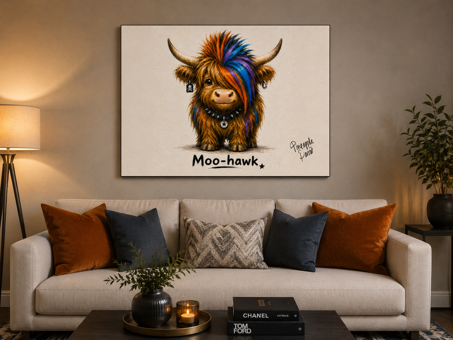 "Moo-Hawk" - Landscape Canvas Print (Various Sizes Available)
