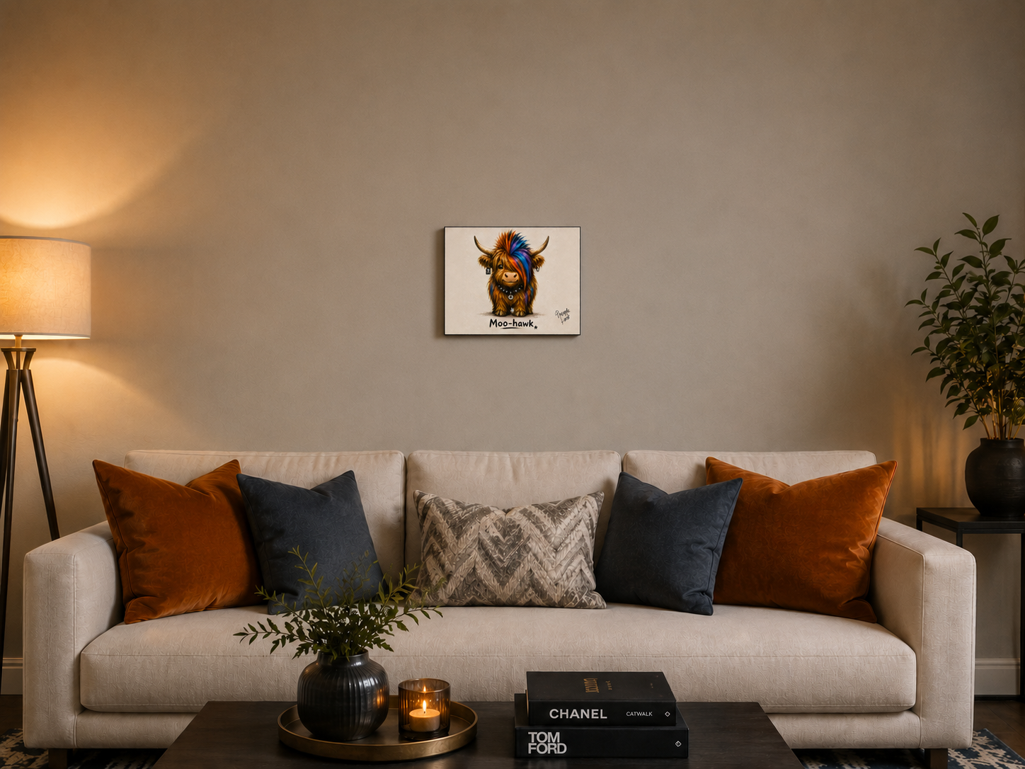 "Moo-Hawk" - Landscape Canvas Print (Various Sizes Available)