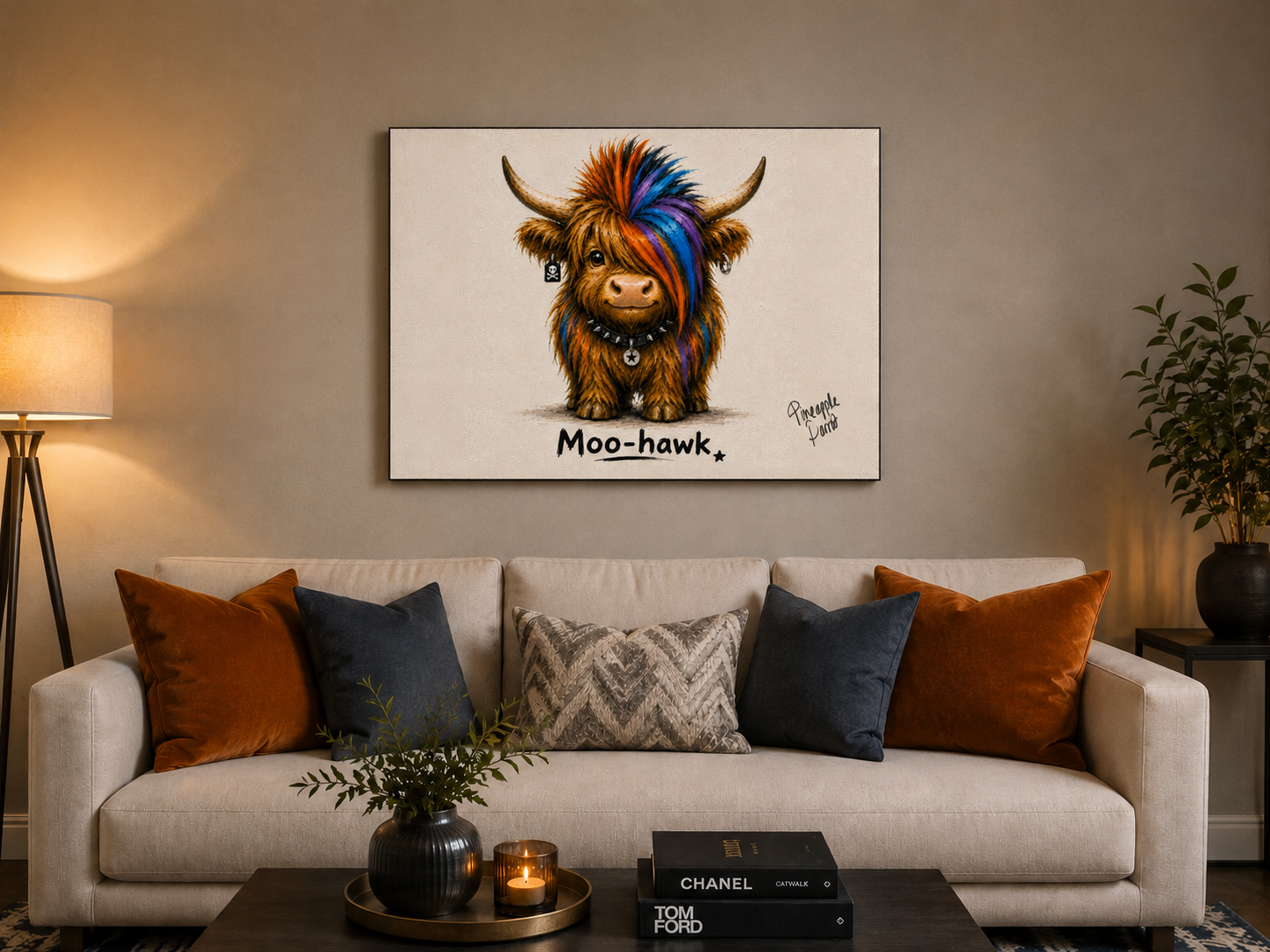 "Moo-Hawk" - Landscape Canvas Print (Various Sizes Available)