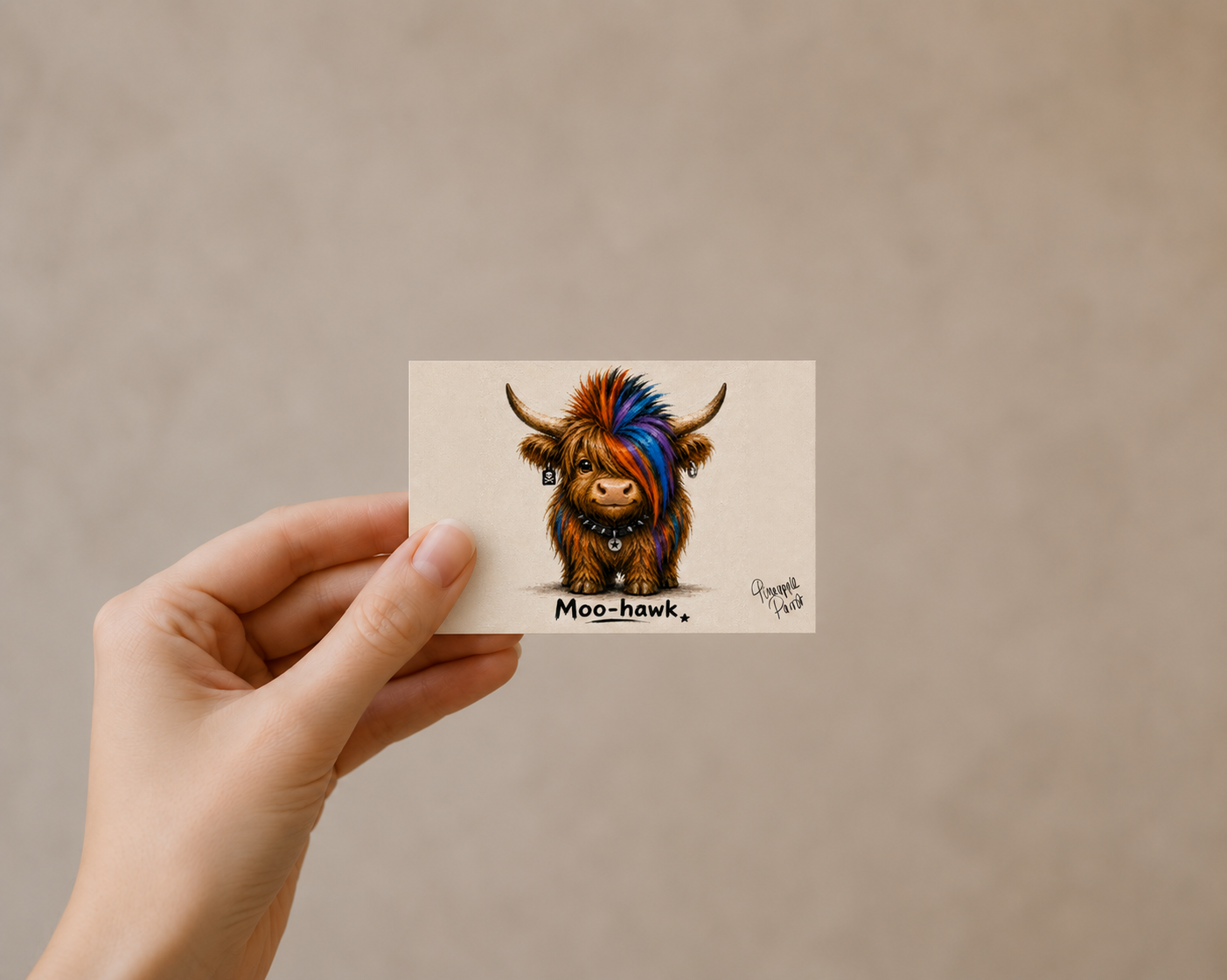 "Moo-Hawk" - Postcard-Style Print (A6 and A5)