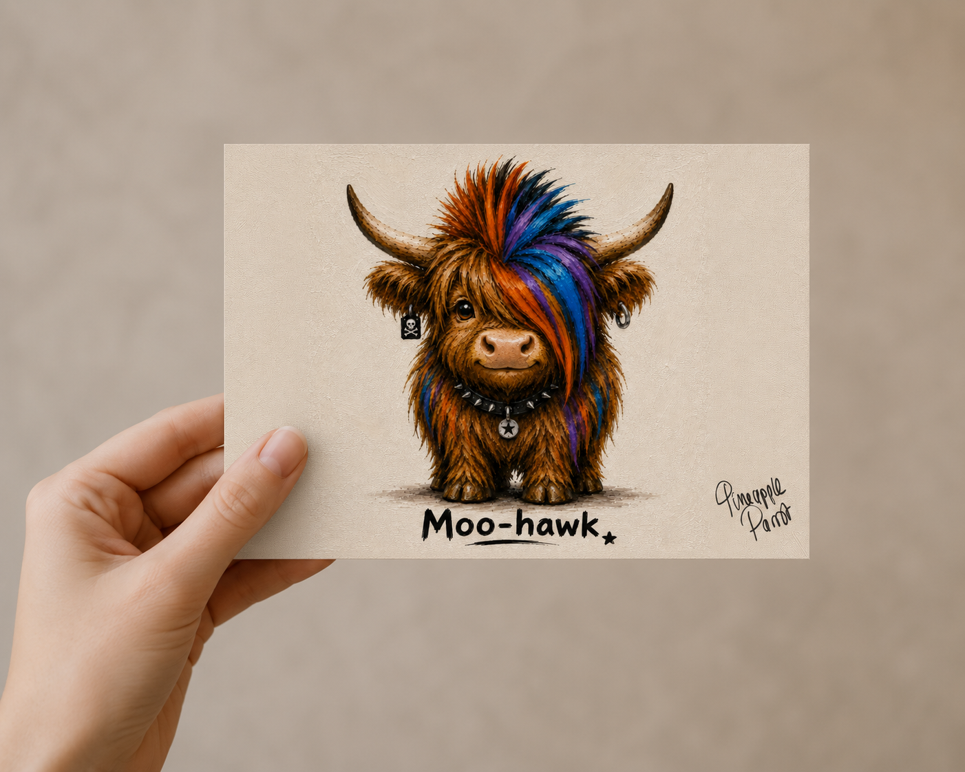 "Moo-Hawk" - Postcard-Style Print (A6 and A5)