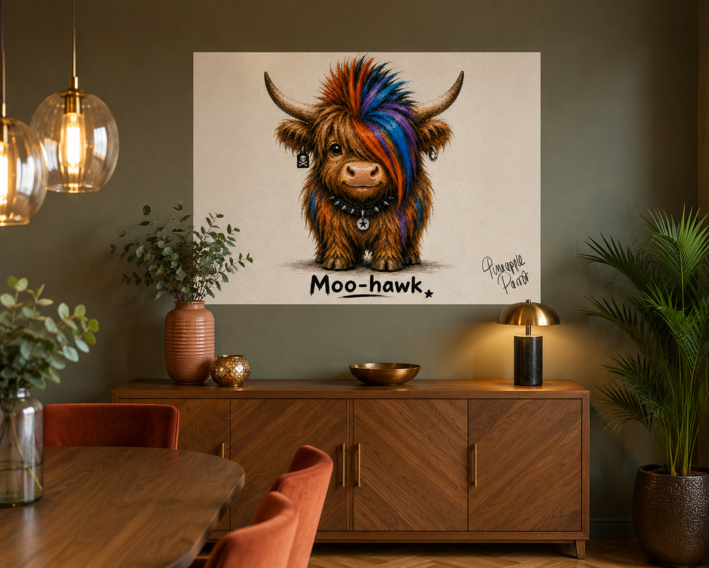 "Moo-Hawk" - Poster Print (Various Sizes Available)