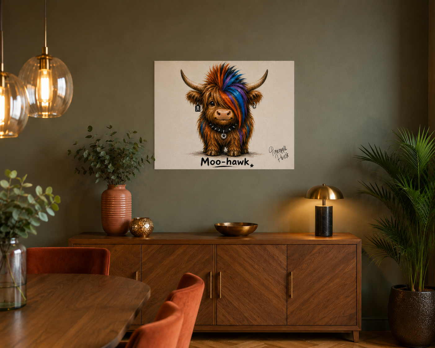 "Moo-Hawk" - Poster Print (Various Sizes Available)