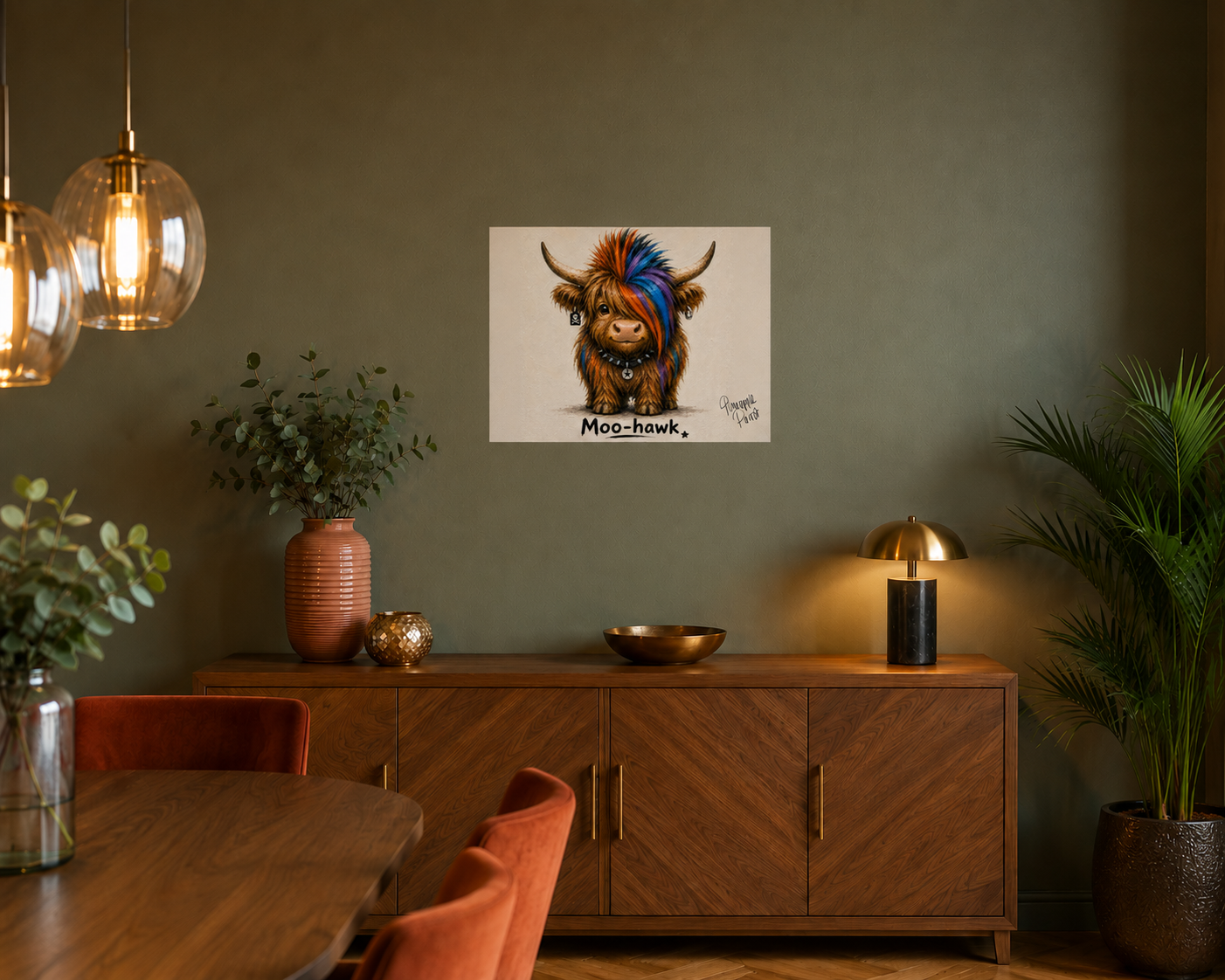 "Moo-Hawk" - Poster Print (Various Sizes Available)