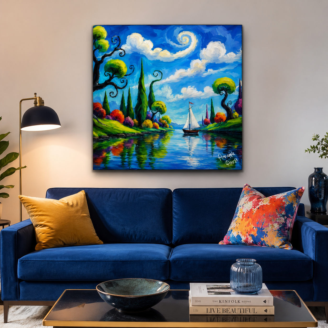 "On The Lake" - Square Canvas Print (Various Sizes Available)