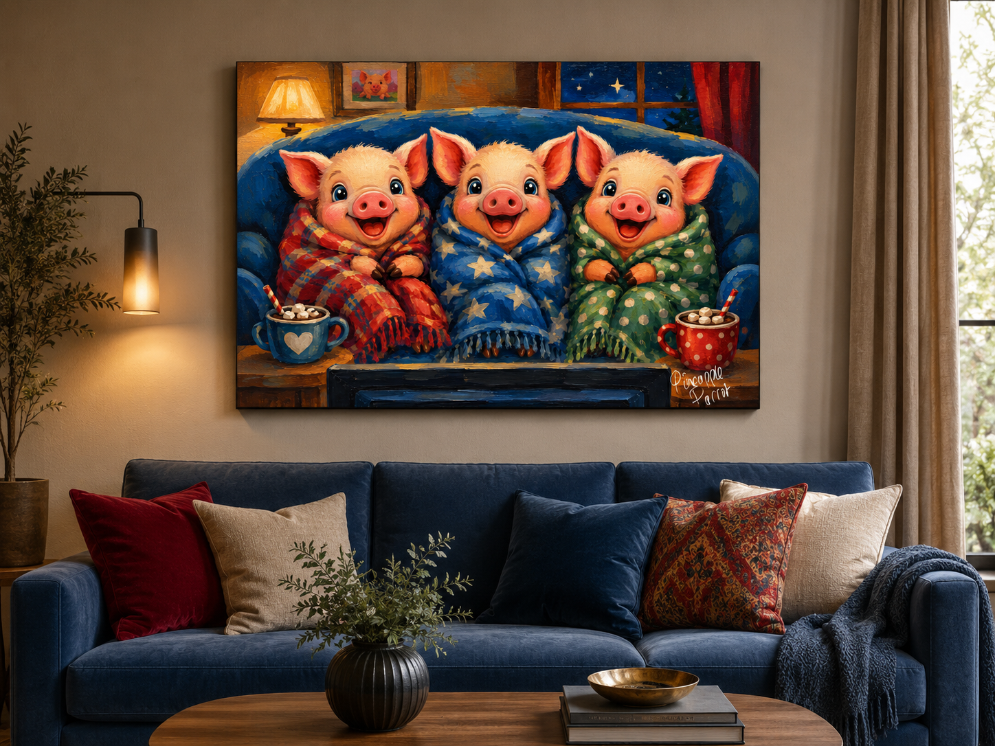 "Pigs In Blankeys" - Landscape Canvas Print (Various Sizes Available)