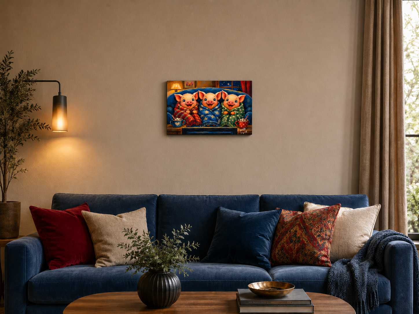 "Pigs In Blankeys" - Landscape Canvas Print (Various Sizes Available)