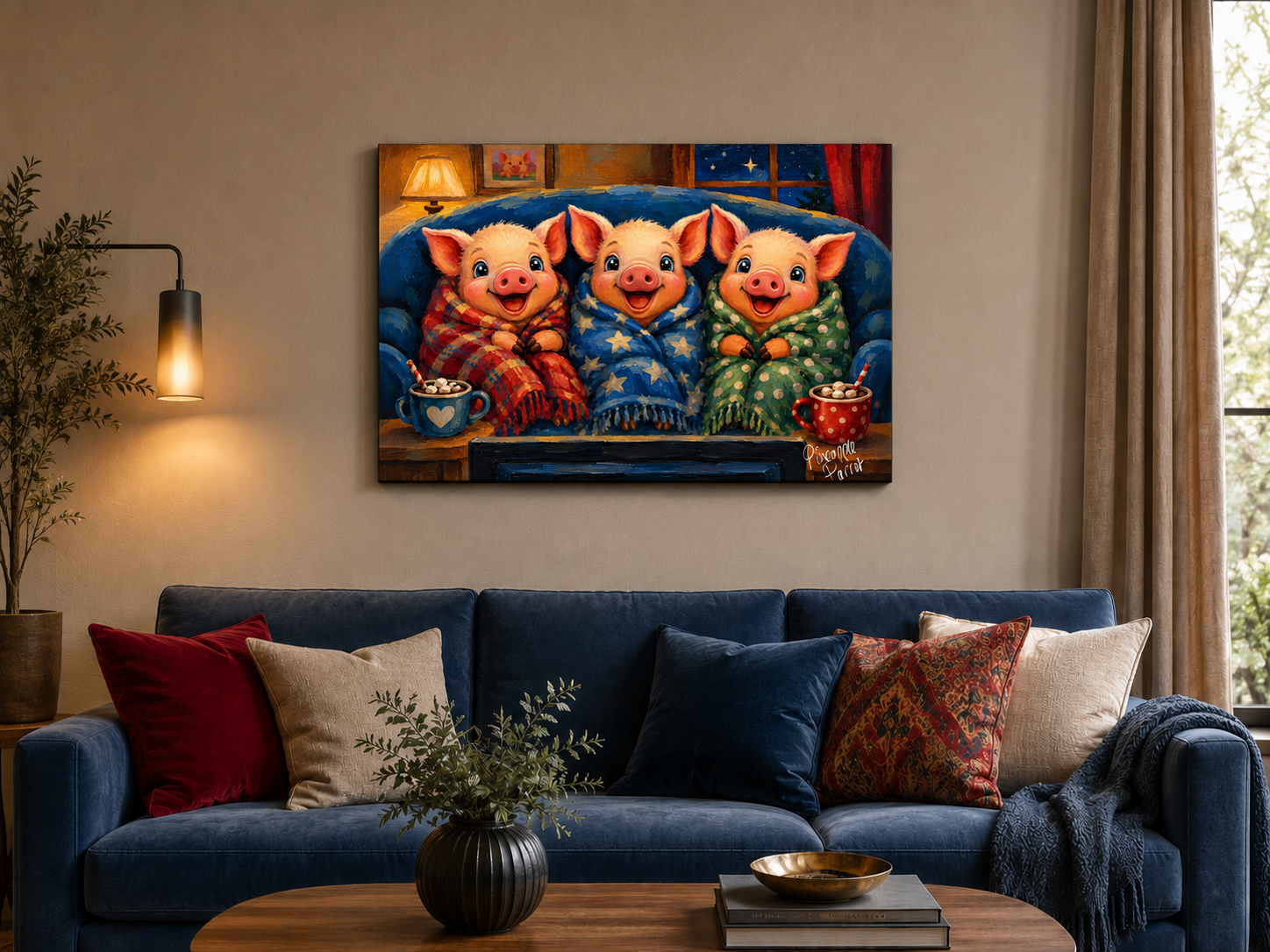 "Pigs In Blankeys" - Landscape Canvas Print (Various Sizes Available)