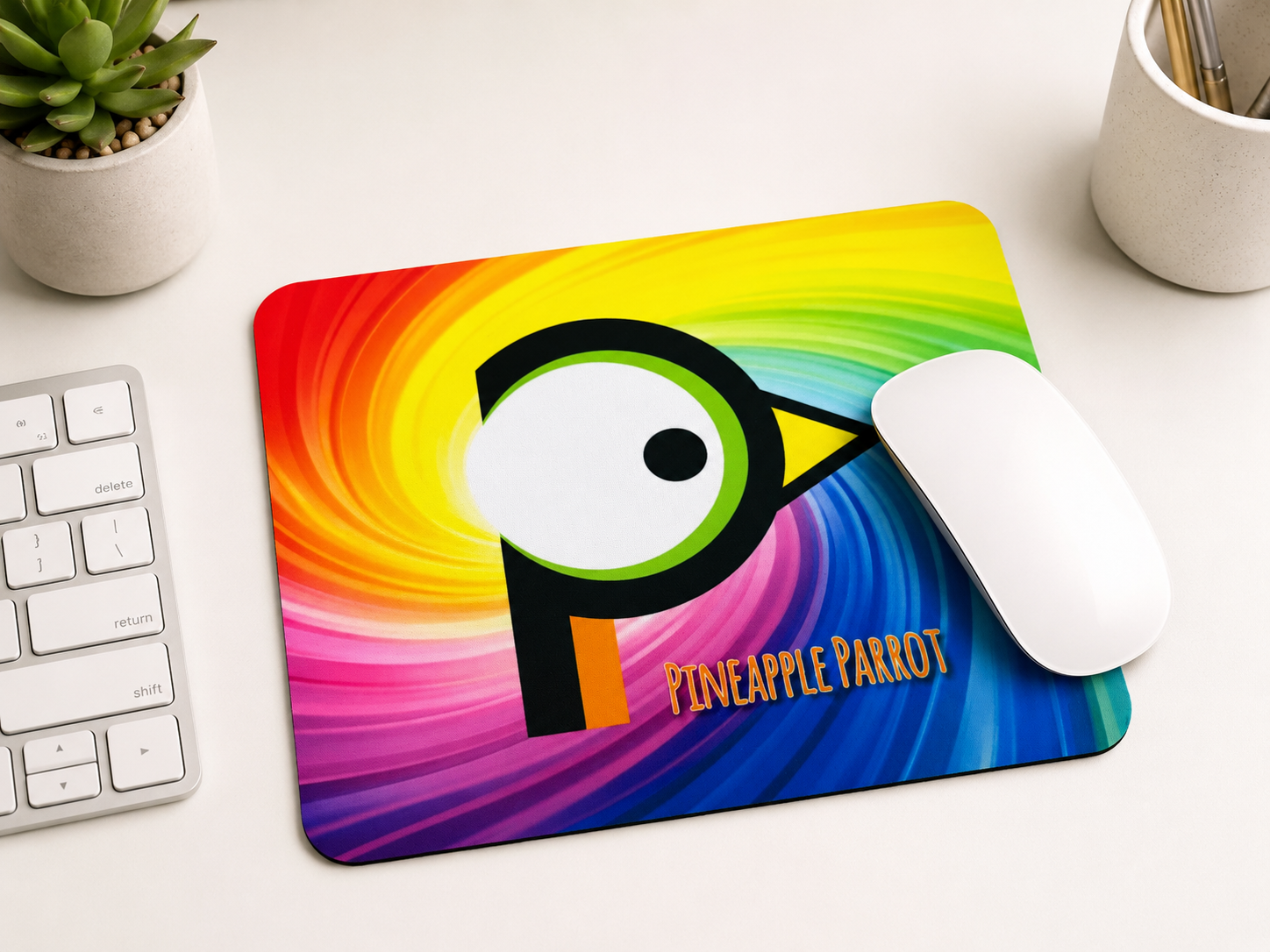 Pineapple Parrot Rainbow Logo Branded Mouse Mat 22x18cm