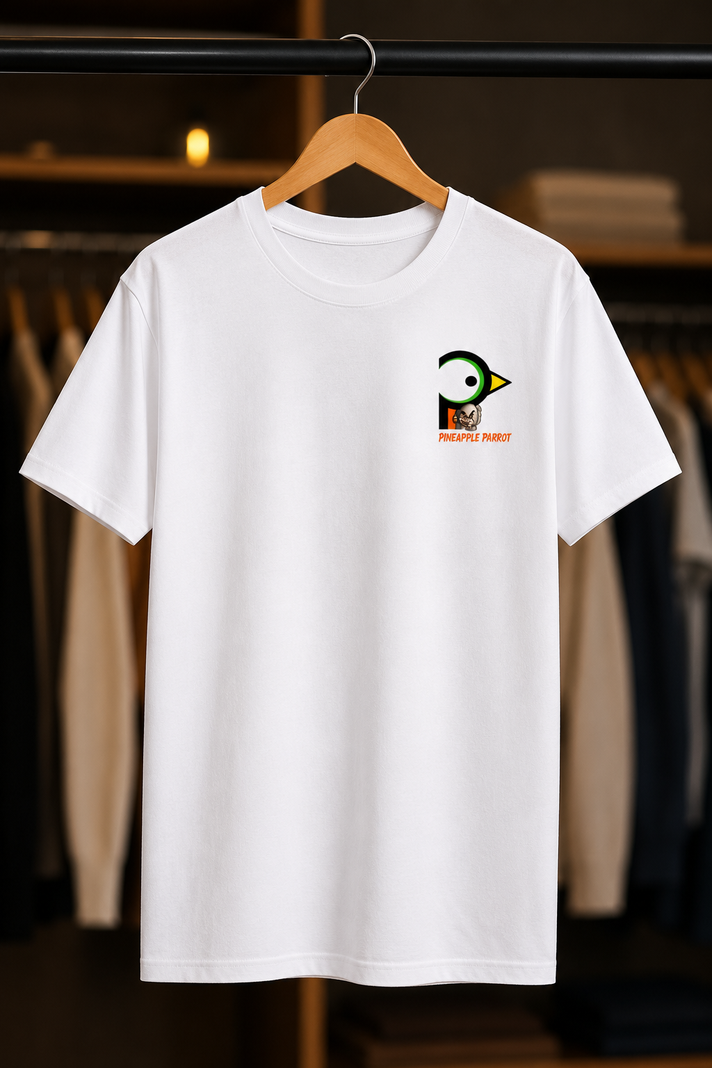 Pineapple Parrot Branded Logo T-Shirt (White)