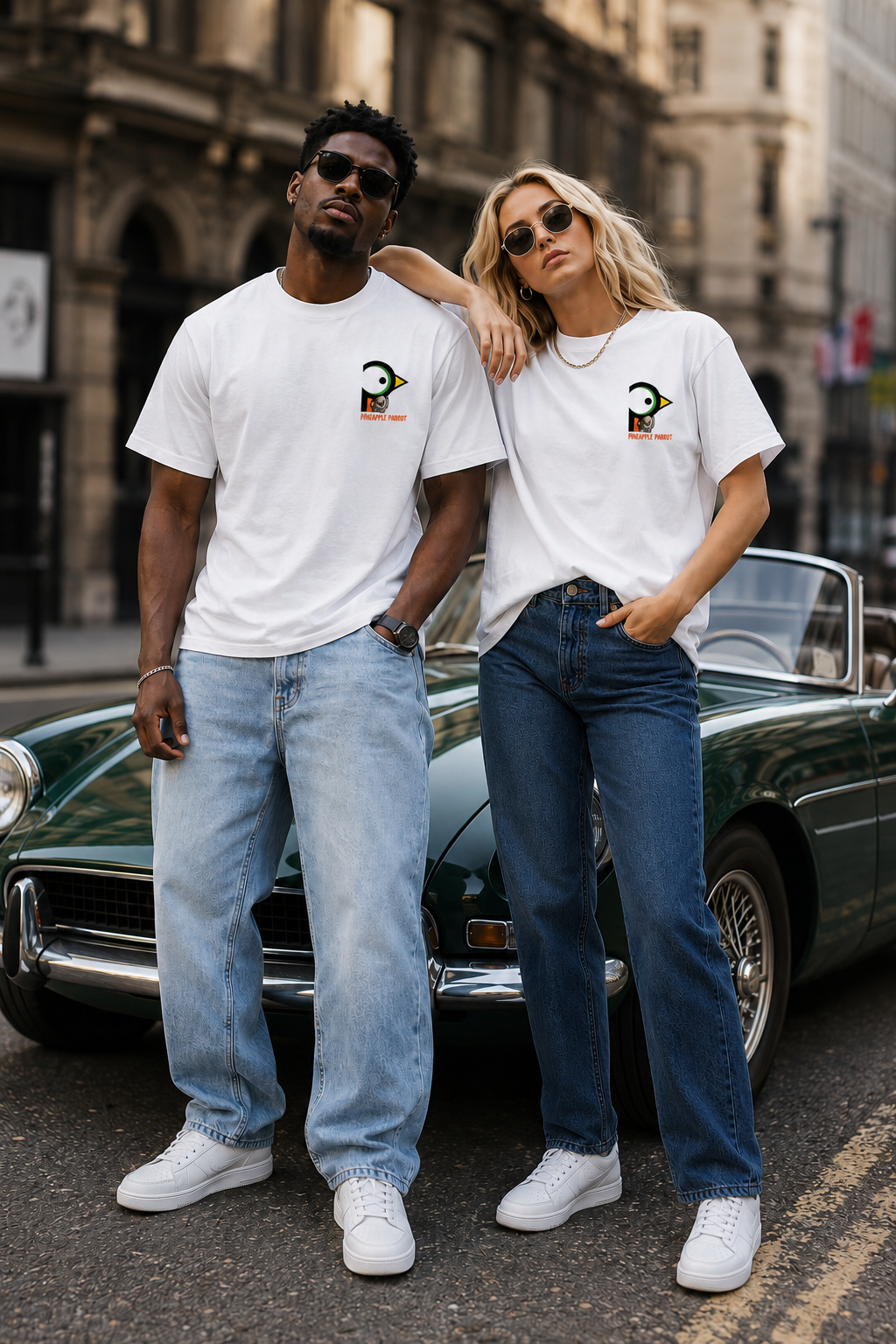 Pineapple Parrot Branded Logo T-Shirt (White)