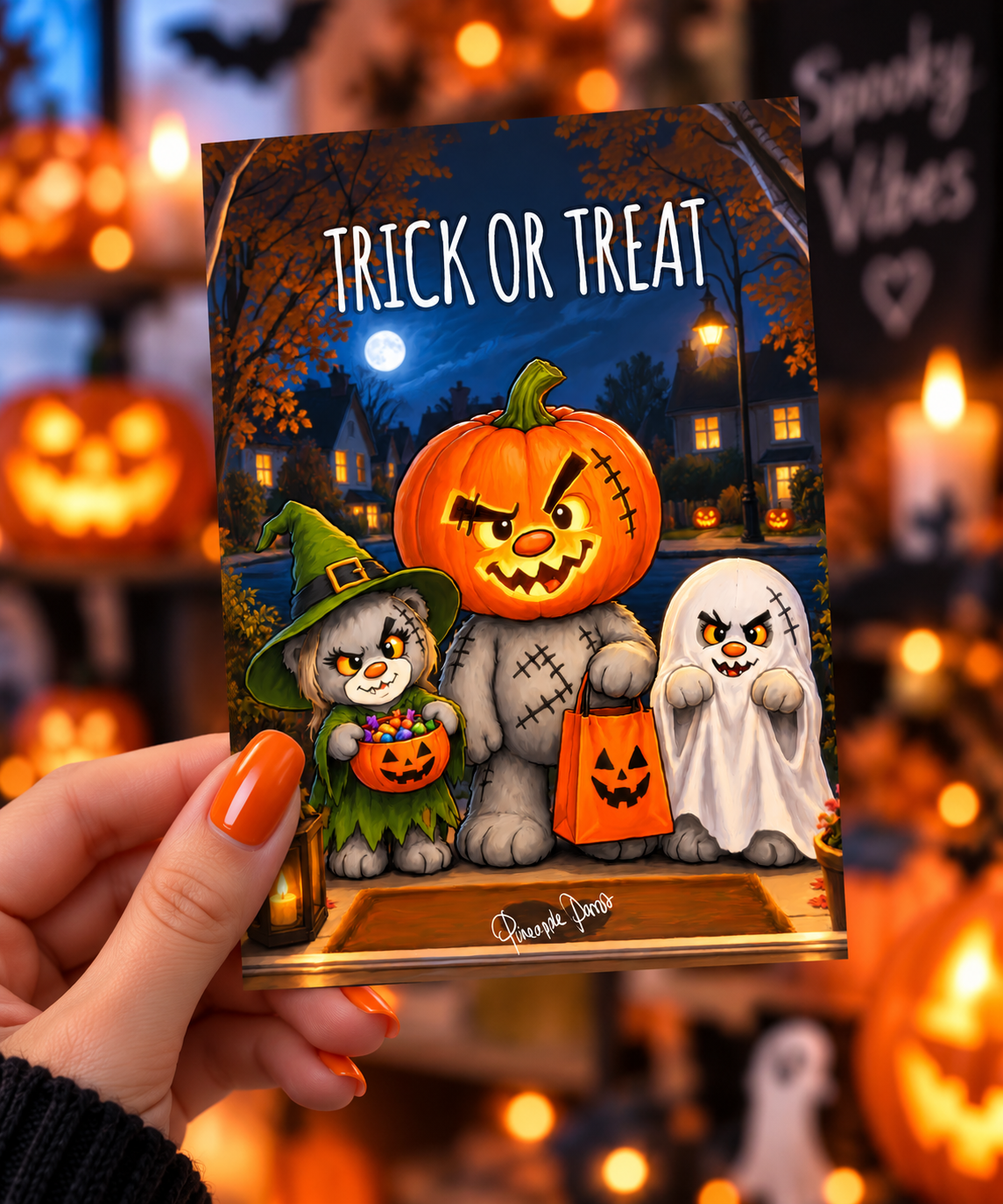 "Scratty Ted: Trick or Treat" - Postcard-Style Print (A6 and A5)