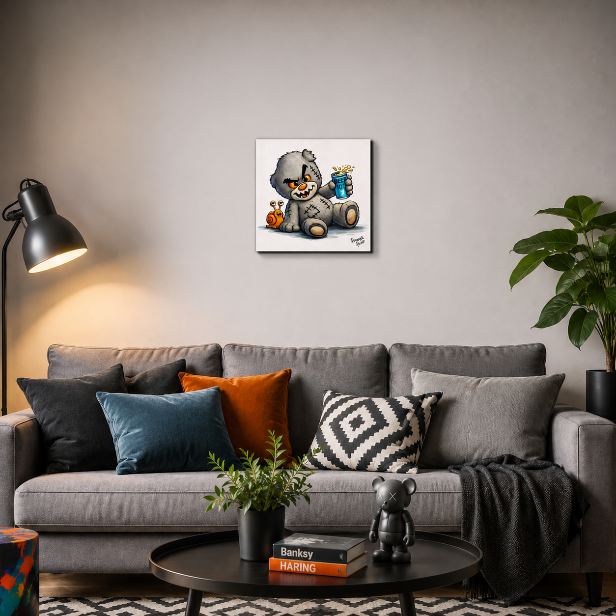 "Scratty Ted Says Cheers" - Square Canvas Print (Various Sizes Available)