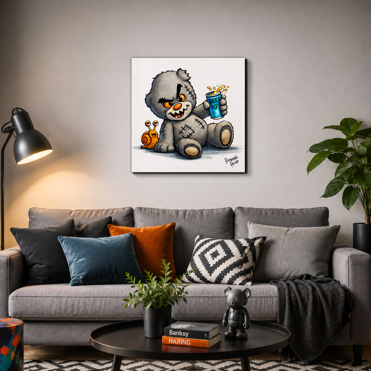"Scratty Ted Says Cheers" - Square Canvas Print (Various Sizes Available)