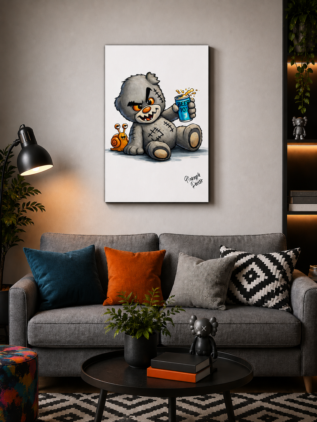 "Scratty Ted Says Cheers" - Portrait Canvas Print (Various Sizes Available)