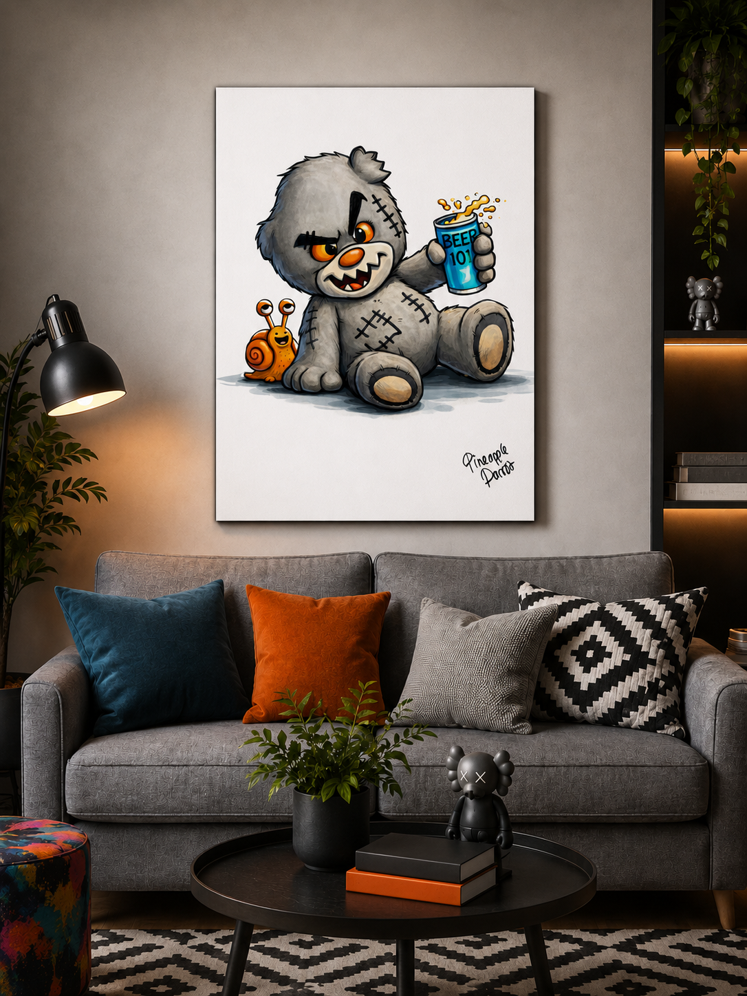"Scratty Ted Says Cheers" - Portrait Canvas Print (Various Sizes Available)