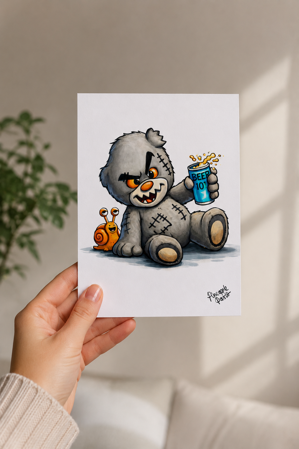 "Scratty Ted Says Cheers" - Postcard-Style Print (A6 and A5)