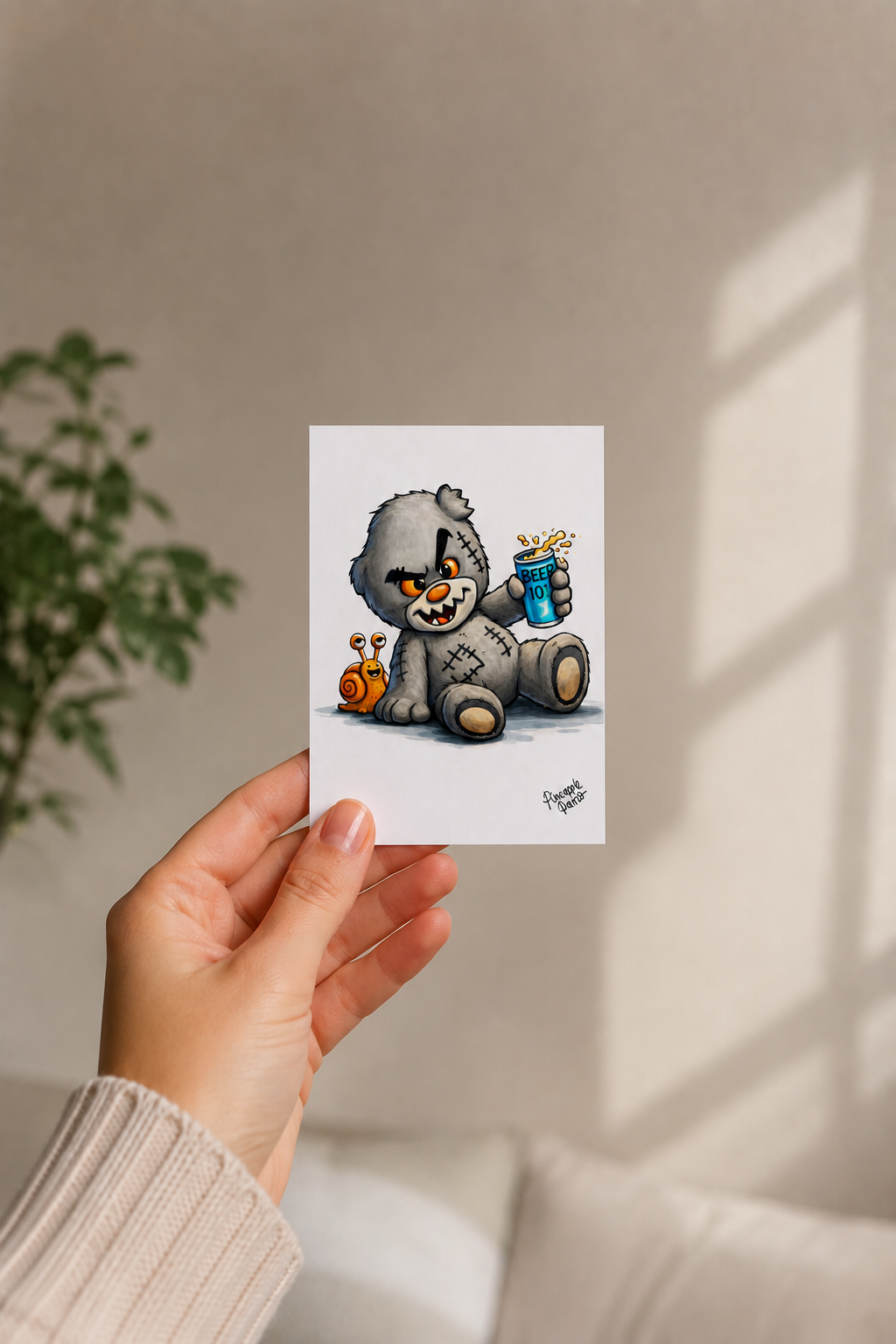 "Scratty Ted Says Cheers" - Postcard-Style Print (A6 and A5)