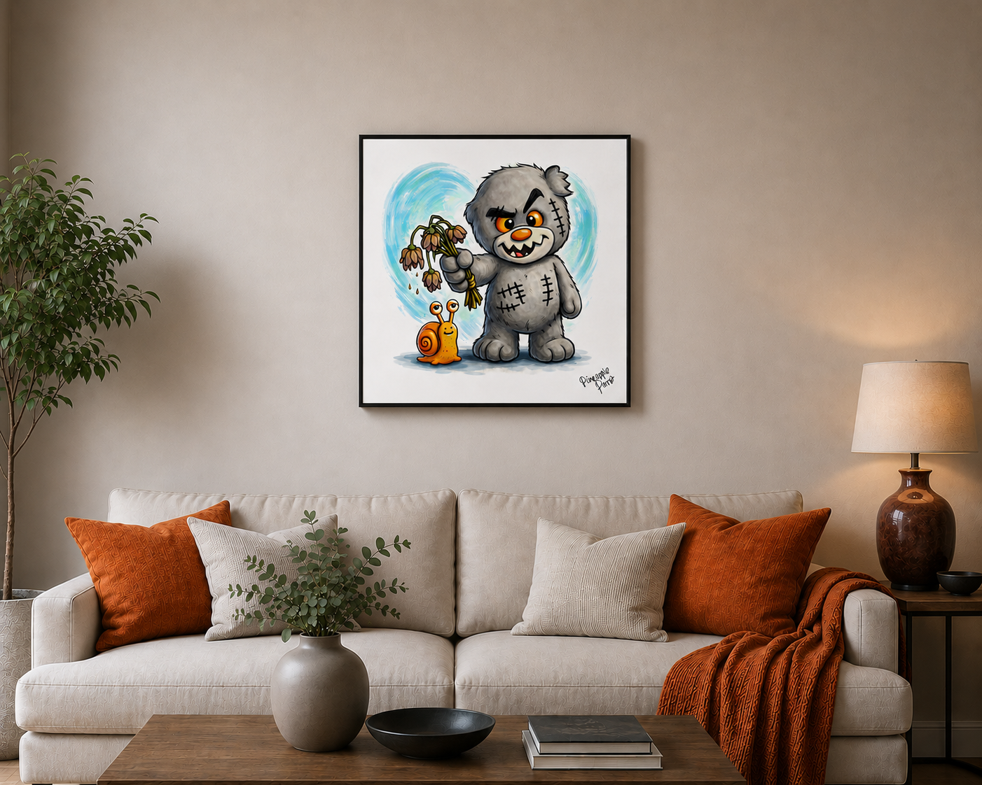 "Scratty Ted Says Sorry" - Square Canvas Print (Various Sizes Available)